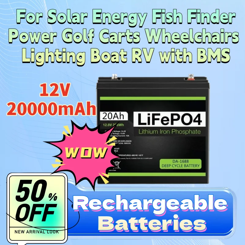 Аккумулятор LiFePO4 12В 20Ач для солнечных систем, эхолотов, гольф-каров, инвалидных колясок, освещения, лодок, автодомов с BMS
Аккумулятор LiFePO4 12В 20Ач для солнечных систем, эхолотов, гольф-каров, инвалидных колясок, освещения, лодок, автодомов с BMS