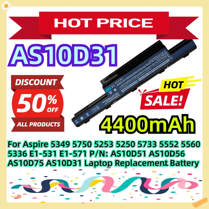 For Aspire 5349 5750 5253 5250 5733 5552 5560 5336 E1-531 E1-571 P/N: AS10D51 AS10D56 AS10D75 AS10D31 Laptop Replacement Battery
For Aspire 5349 5750 5253 5250 5733 5552 5560 5336 E1-531 E1-571 P/N: AS10D51 AS10D56 AS10D75 AS10D31 Laptop Replacement Battery