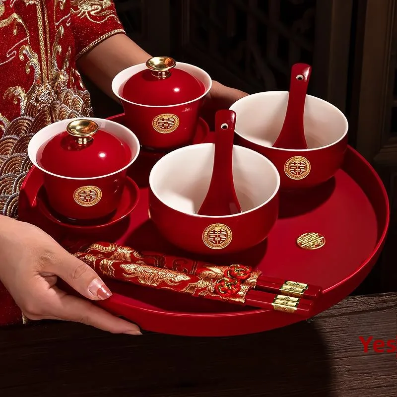 Wedding Celebration Red Tea Cup And Wedding Bowl Set Cerc Material Tea Set for Couples to Change Mouth Cover Bowl
Wedding Celebration Red Tea Cup And Wedding Bowl Set Cerc Material Tea Set for Couples to Change Mouth Cover Bowl
