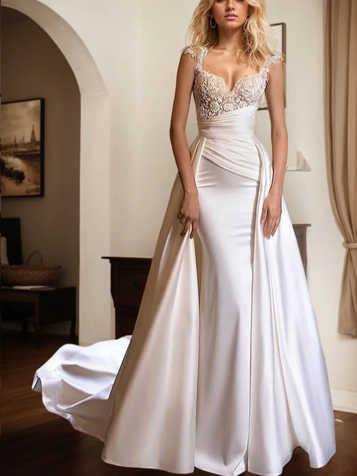 Sexy Modern A-line Formal farm Wedding Dresses V Neck Court Train Lace Cap Sleeve Ruffle Church Bridal Gown 2025 Free Customized
Sexy Modern A-line Formal farm Wedding Dresses V Neck Court Train Lace Cap Sleeve Ruffle Church Bridal Gown 2025 Free Customized