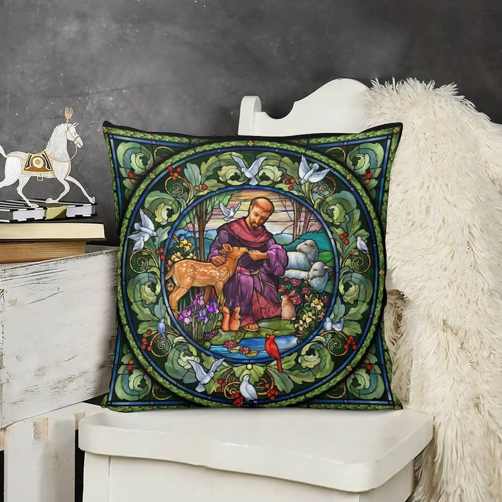 St. Francis of Assisi Stained Glass Throw Pillow Anime Cushions christmas pillowcases pillow
St. Francis of Assisi Stained Glass Throw Pillow Anime Cushions christmas pillowcases pillow