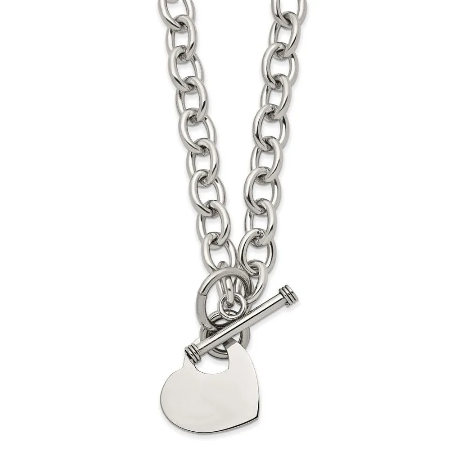 Chisel Stainless Steel Polished Heart Toggle on an 18 inch Open Link Chain Necklace
Chisel Stainless Steel Polished Heart Toggle on an 18 inch Open Link Chain Necklace