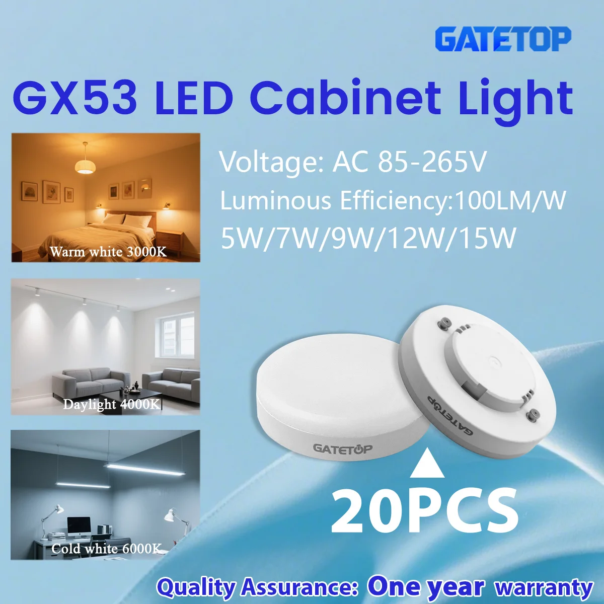 20PCS LED Spotlight GX53 Wide Voltage AC85-265V 5W 7W 9W 12W 15W Warm White Cold Light Natural Light 3000K 4000K 6000K
20PCS LED Spotlight GX53 Wide Voltage AC85-265V 5W 7W 9W 12W 15W Warm White Cold Light Natural Light 3000K 4000K 6000K