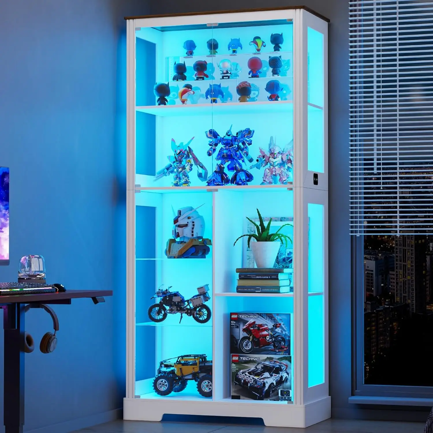 Lvifur Display Cabinet with Glass Doors, Curio Cabinet with 3 Color Lights, 7-Tiers Glass Display Cases Tall Storage Cabinet
Lvifur Display Cabinet with Glass Doors, Curio Cabinet with 3 Color Lights, 7-Tiers Glass Display Cases Tall Storage Cabinet