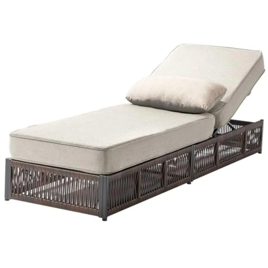 Luxury Outdoor Chaise Lounge with 5 Inch Thickened Cushions - 1 Set High Back Brown Wicker Patio Recliners Rattan Reclining Cha
Luxury Outdoor Chaise Lounge with 5 Inch Thickened Cushions - 1 Set High Back Brown Wicker Patio Recliners Rattan Reclining Cha