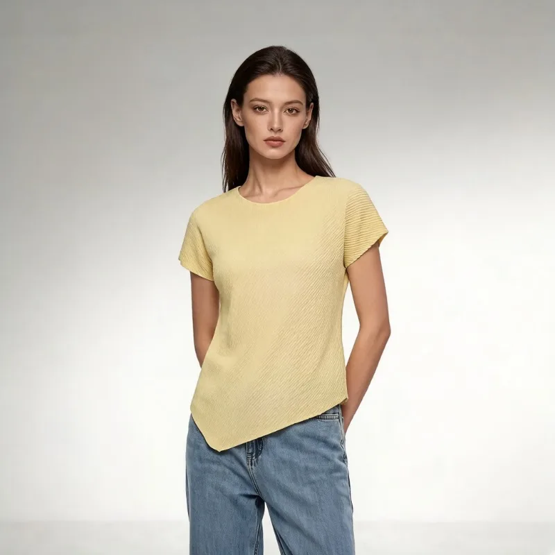 Miyake Twill Pleated T-Shirt Women Solid Color Simple 2026 Summer New Round Neck Irregular Hem Loose Fit Slim Short Sleeve Top
Miyake Twill Pleated T-Shirt Women Solid Color Simple 2026 Summer New Round Neck Irregular Hem Loose Fit Slim Short Sleeve Top
