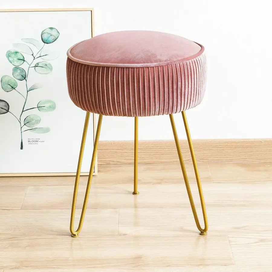 Velvet Vanity Stool for Makeup Room, Modern Ottoman Footrest with Metal Legs, Pink
Velvet Vanity Stool for Makeup Room, Modern Ottoman Footrest with Metal Legs, Pink