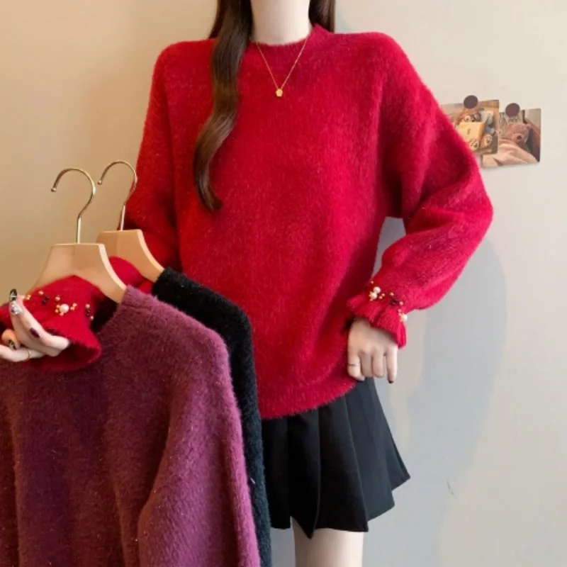 Red Long Sve Knitted Sweater Women's Outerwear Bell Bot Beaded Autumn Winter plus Size Slimming Sli Comfortable Swe...
Red Long Sve Knitted Sweater Women's Outerwear Bell Bot Beaded Autumn Winter plus Size Slimming Sli Comfortable Swe...