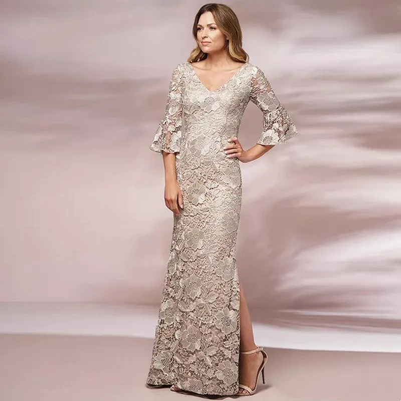 Full Lace Mother of the Bride/Groom Dresses V Neck Half Sleeves Evening Party Gowns Zipper Back Long Prom Vestidos for Ladies
Full Lace Mother of the Bride/Groom Dresses V Neck Half Sleeves Evening Party Gowns Zipper Back Long Prom Vestidos for Ladies