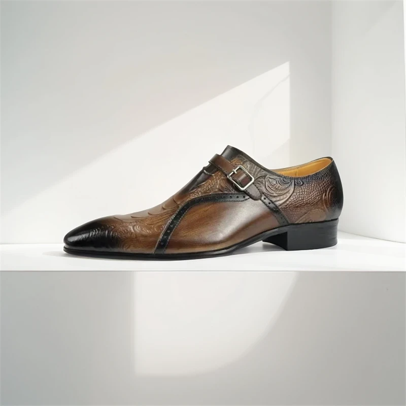 Monk Shoes Men Cow Leather Slip-Ons Footwear Pointed Toe Buckle Straps Men Business Dress Wedding Shoes Handmade
Monk Shoes Men Cow Leather Slip-Ons Footwear Pointed Toe Buckle Straps Men Business Dress Wedding Shoes Handmade
