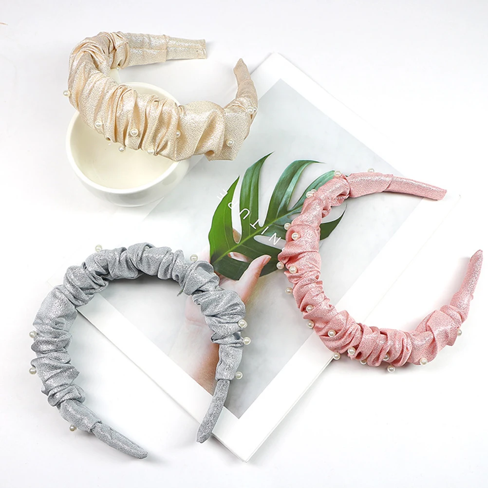 Pearl Headband Non-slip Hair Hoop Fashion Wide Headgear Pearls Headdress Golden 
Pearl Headband Non-slip Hair Hoop Fashion Wide Headgear Pearls Headdress Golden