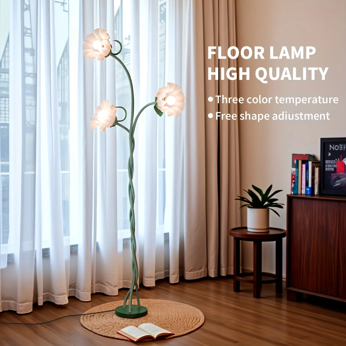 Vintage 3 Heads Flower Floor Lamp for Living Room, 3 Color Modes LED Modern Corner Standing Lamp with Flexibility Goosenecks, Bright Tall Cute Dimmable Lamp Reading Light for Office Home Decor(Green)Inclusion Bulb
Vintage 3 Heads Flower Floor Lamp for Living Room, 3 Color Modes LED Modern Corner Standing Lamp with Flexibility Goosenecks, Bright Tall Cute Dimmable Lamp Reading Light for Office Home Decor(Green)Inclusion Bulb