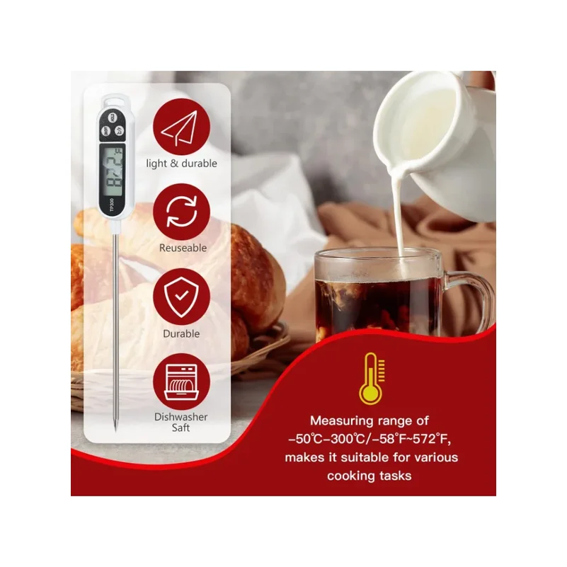 Food Thermometer Probe Type Electronic Kitchen Digital Thermometer for Meat Milk Cooking Food BBQ TP300 Temperature Gauge Tool
Food Thermometer Probe Type Electronic Kitchen Digital Thermometer for Meat Milk Cooking Food BBQ TP300 Temperature Gauge Tool