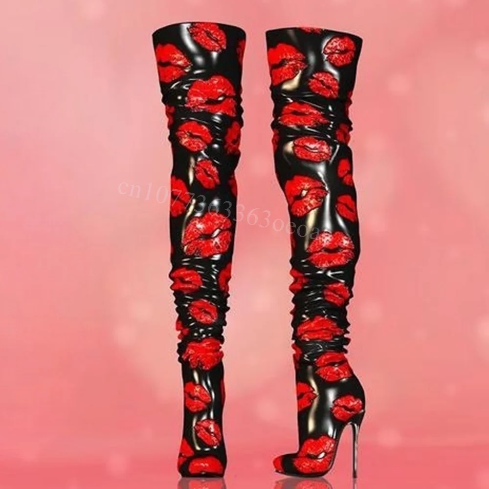 Printing Red Lips Pattern Boots Sexy Patent Leather Shoes for Women Metal Thin High Heel Fashion Shoes 2025 Zapatos Para Mujere
Printing Red Lips Pattern Boots Sexy Patent Leather Shoes for Women Metal Thin High Heel Fashion Shoes 2025 Zapatos Para Mujere