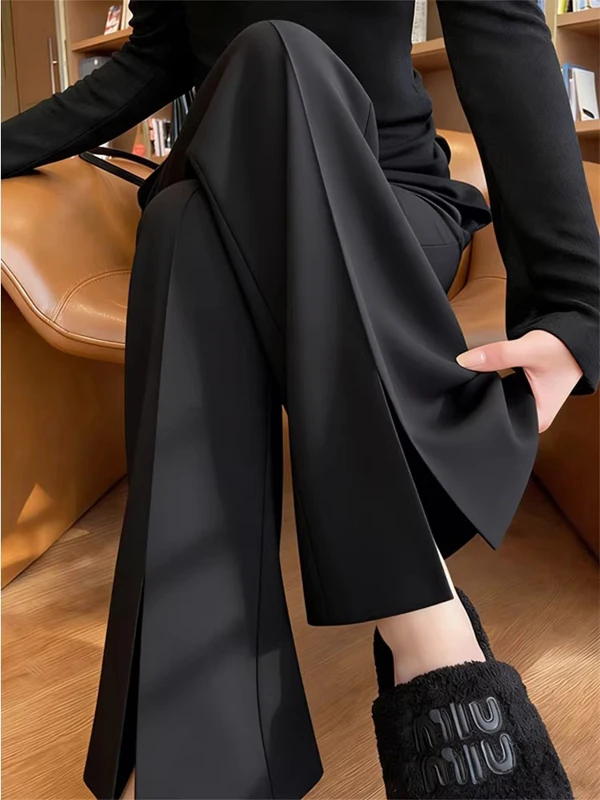 Black High Waist Straight Leg Suit Pants Women's Commute Drapey Slimming Large Size Split Wide Leg Pants Casual Trousers
Black High Waist Straight Leg Suit Pants Women's Commute Drapey Slimming Large Size Split Wide Leg Pants Casual Trousers