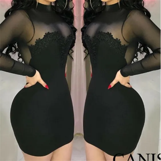 Long sleeved semi transparent geometric evening gown polyester mini single piece dress
Long sleeved semi transparent geometric evening gown polyester mini single piece dress