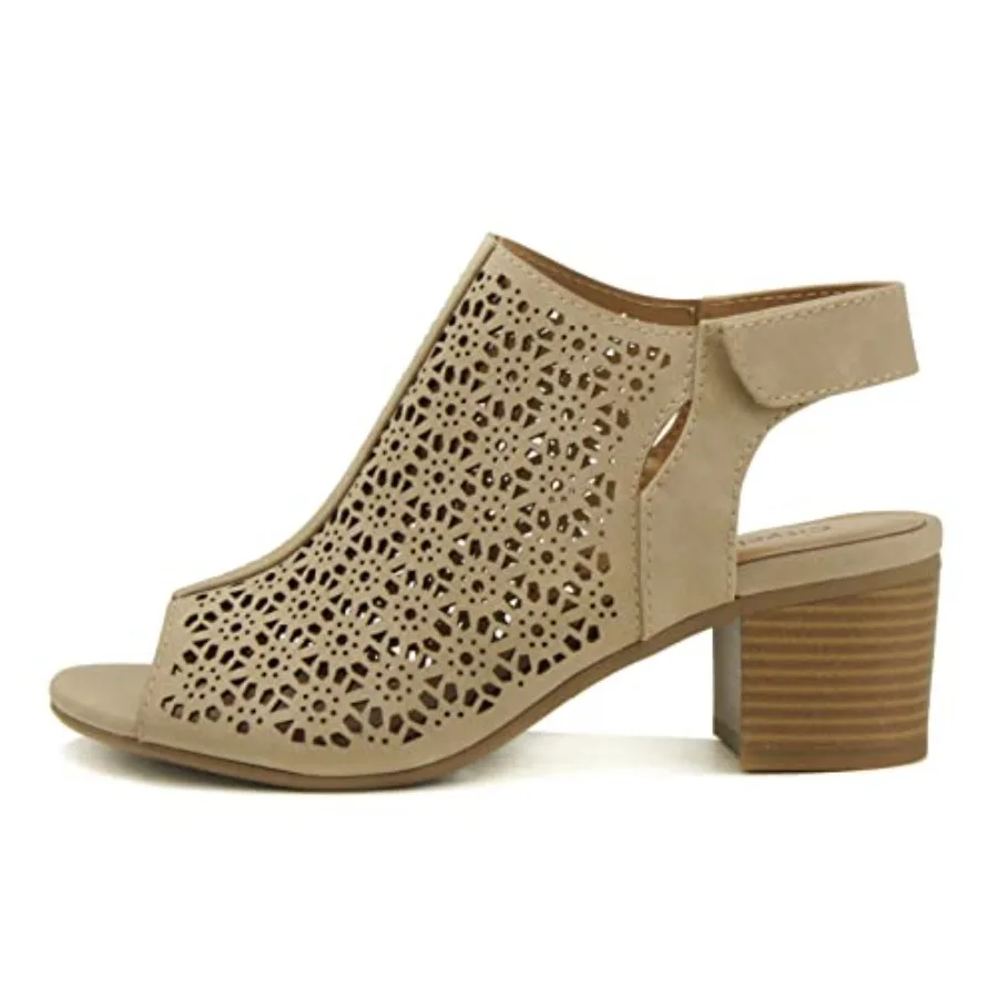 "Elect" ~ Women's Peep Toe Laser Cut Geometric Caged Slingback Ankle Strap Low Stacked Heel Ankle Bootie
"Elect" ~ Women's Peep Toe Laser Cut Geometric Caged Slingback Ankle Strap Low Stacked Heel Ankle Bootie