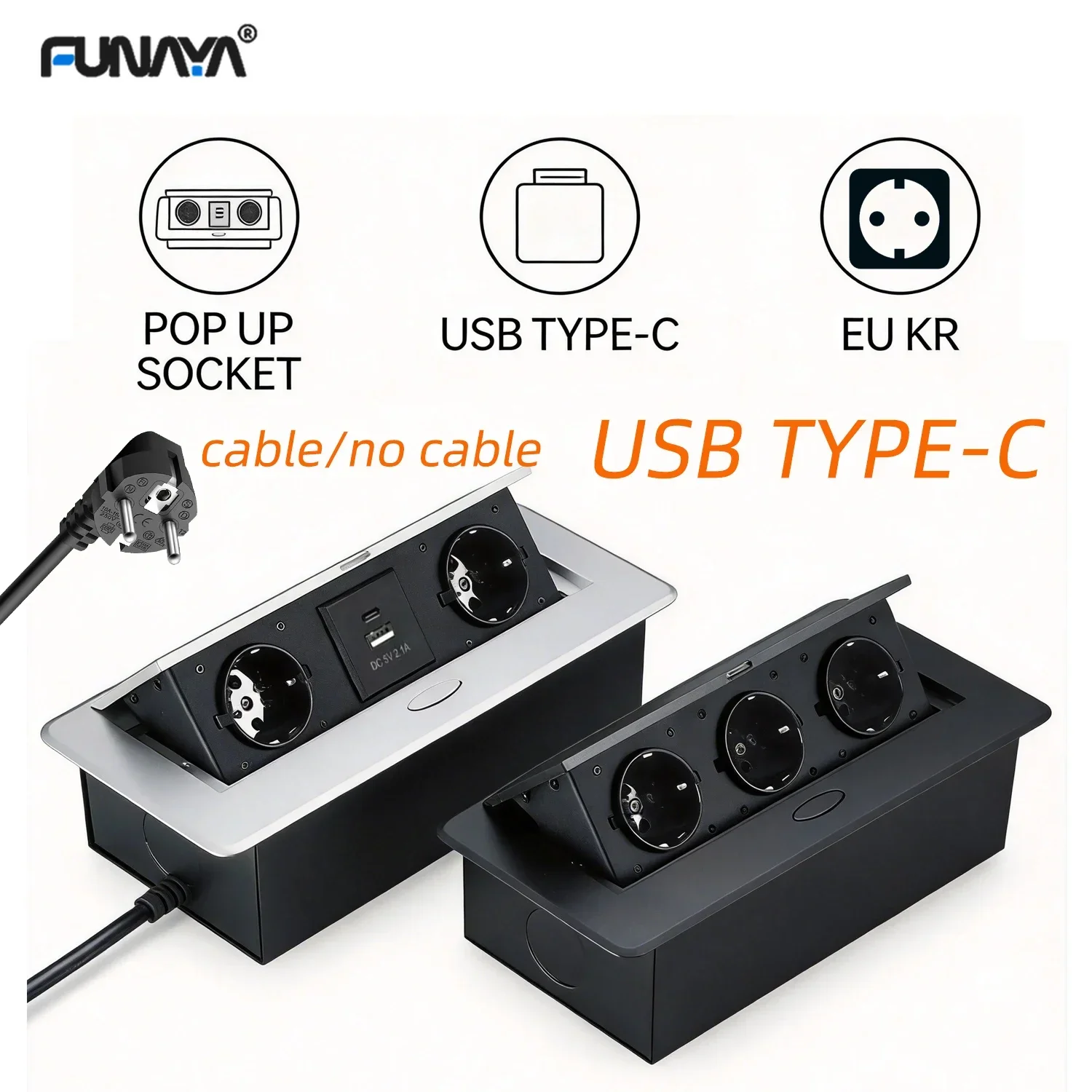 FUNAYA Pop Up Socket Built-in Embedded Sockets Furniture Countertop EU KR with USB Type-c Extension Cable Power Desktop Outlets
FUNAYA Pop Up Socket Built-in Embedded Sockets Furniture Countertop EU KR with USB Type-c Extension Cable Power Desktop Outlets