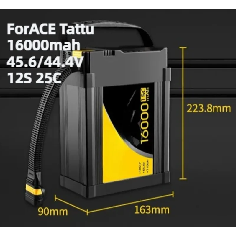 ForACE Tattu 16000mah 12S 25C Plant Protection Surveying and Mapping Model Aircraft Drone Smart Battery
ForACE Tattu 16000mah 12S 25C Plant Protection Surveying and Mapping Model Aircraft Drone Smart Battery