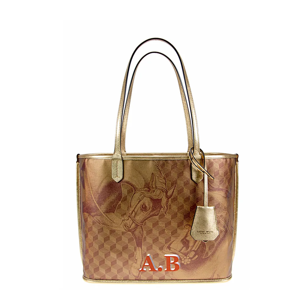 New Vintage Horse Print Checkered Tote Bag Gold Metallic Trim Large Capacity Shoulder Bag for Women
New Vintage Horse Print Checkered Tote Bag Gold Metallic Trim Large Capacity Shoulder Bag for Women