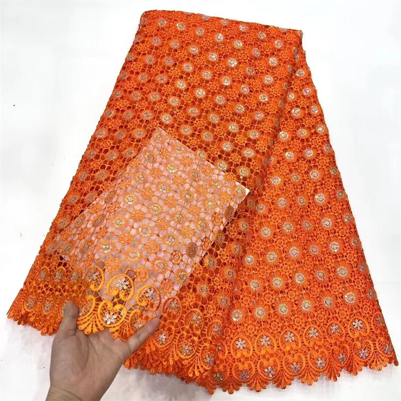 African Cord Guipure Lace Fabric 2024 Color Orange High Quality Nigerian Water Soluble Lace Fabric For Women Party Dress Sew
African Cord Guipure Lace Fabric 2024 Color Orange High Quality Nigerian Water Soluble Lace Fabric For Women Party Dress Sew