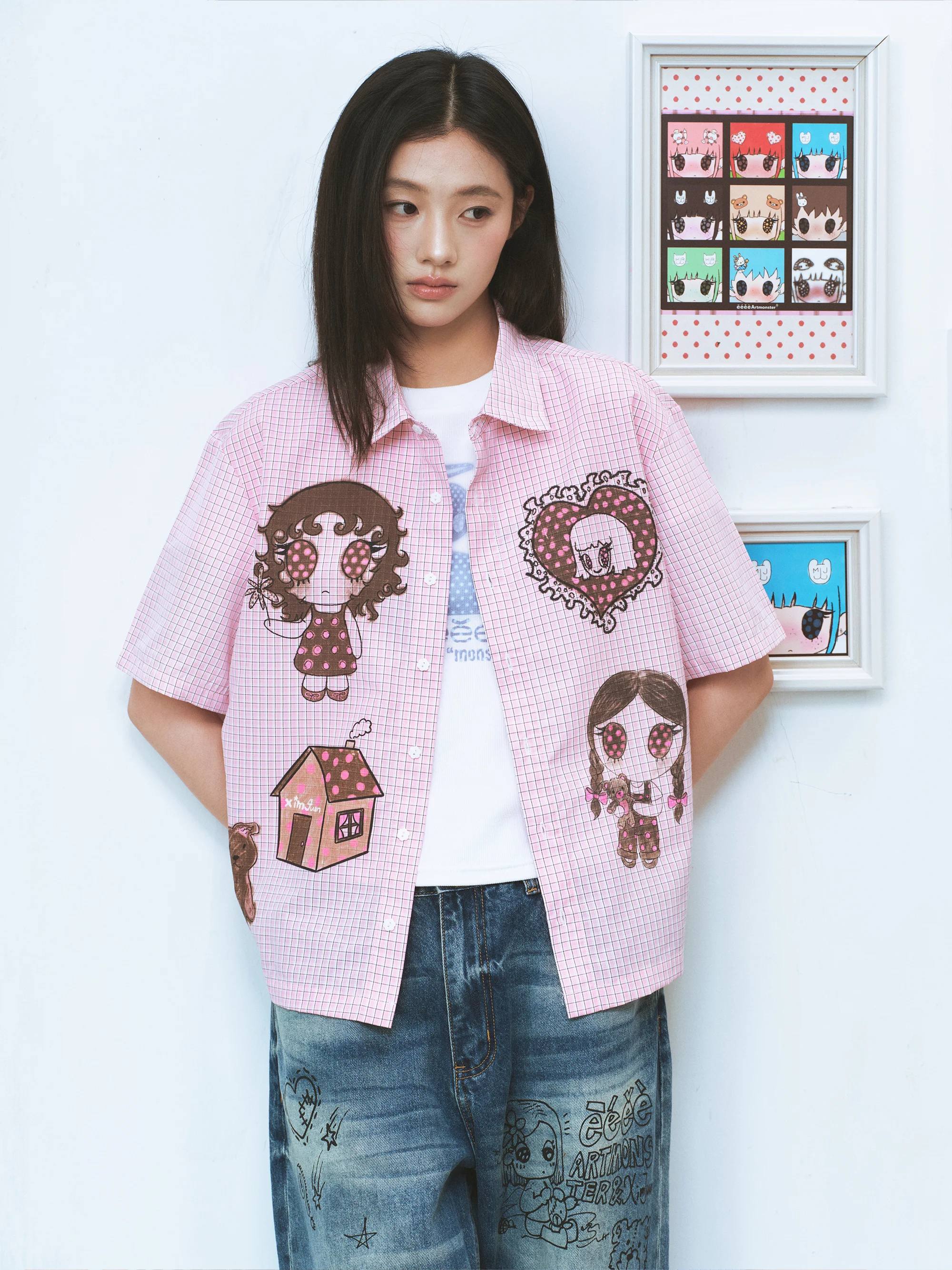 Hand-Drawn Heart Little Person Print Shirt Couple Plaid Shirt Summer Breathable Short Sleeve Cartoon Style Men's Casual Shirt
Hand-Drawn Heart Little Person Print Shirt Couple Plaid Shirt Summer Breathable Short Sleeve Cartoon Style Men's Casual Shirt