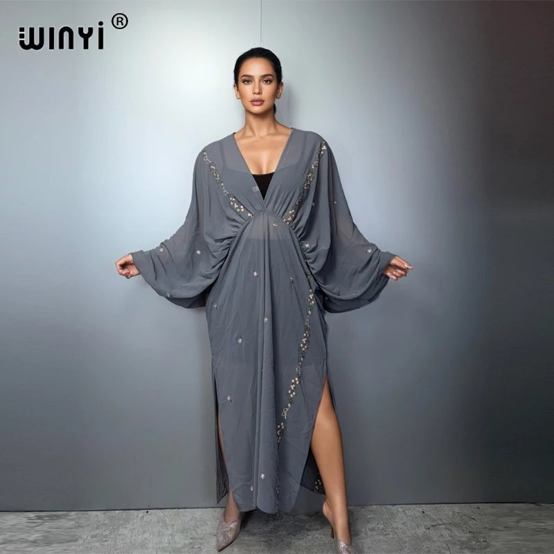 WINYI V-neck Women's Kaftan Dress Arabic Traditional Print Beach Cover up Luxury Dubai Style Sexy Holiday Party Cover
WINYI V-neck Women's Kaftan Dress Arabic Traditional Print Beach Cover up Luxury Dubai Style Sexy Holiday Party Cover