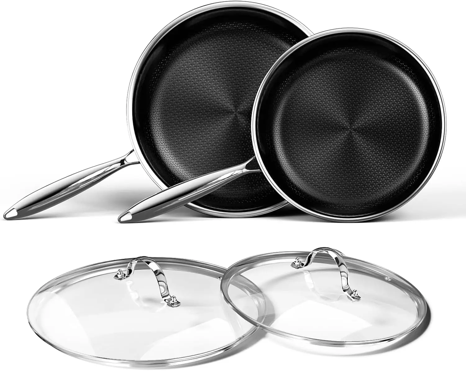 Titanium Ceramic Nonstick Frying Pan Set 10 & 12 Inch with Lid, Stainless Steel Skillet, Induction Compatible, PFOA Free
Titanium Ceramic Nonstick Frying Pan Set 10 & 12 Inch with Lid, Stainless Steel Skillet, Induction Compatible, PFOA Free
