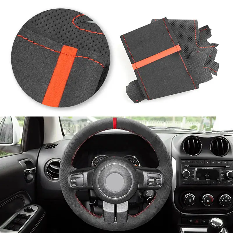 Black-red line with red strip DIY Car Steering Wheel Cover Suede Leather For Jeep Compass Grand Cherokee Wrangler Patriot 12-14
Black-red line with red strip DIY Car Steering Wheel Cover Suede Leather For Jeep Compass Grand Cherokee Wrangler Patriot 12-14