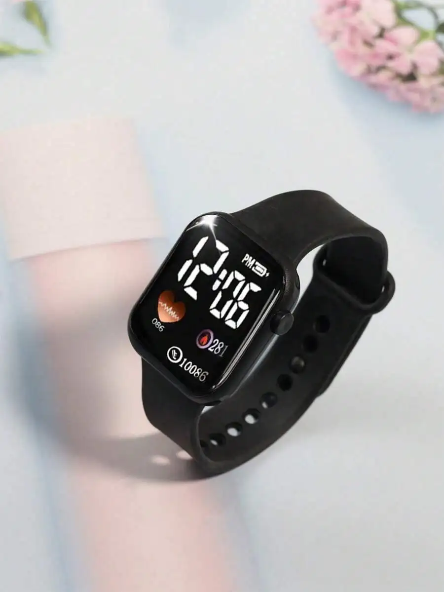 Digital Smart Watch For Women With LED Display Heart Rate Step Counter Black Silicone Band
Digital Smart Watch For Women With LED Display Heart Rate Step Counter Black Silicone Band