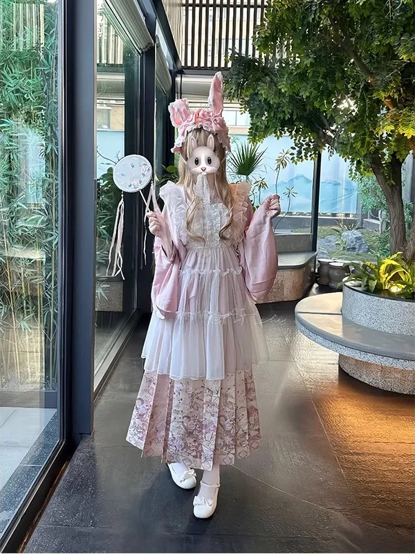 Women's Hanfu Lolita Skirt Set Ming Dynas Sle ort irt Ma Face Qun Lovely Cute Traditional Chinese Clothing
Women's Hanfu Lolita Skirt Set Ming Dynas Sle ort irt Ma Face Qun Lovely Cute Traditional Chinese Clothing