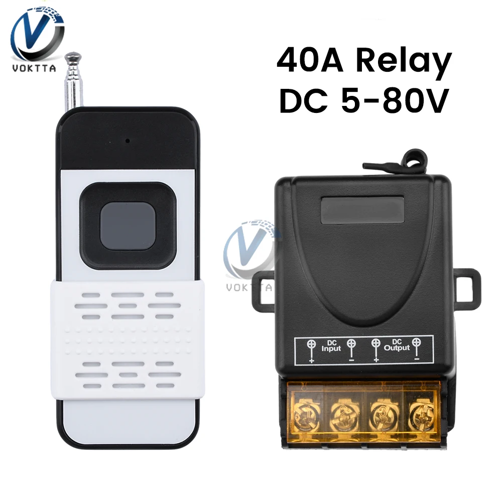 433Mhz Remote Control Switch DC5-80V 40A 500m High Power Long Distance RF Receiver Wireless Transmitter LED Electric Appliance
433Mhz Remote Control Switch DC5-80V 40A 500m High Power Long Distance RF Receiver Wireless Transmitter LED Electric Appliance