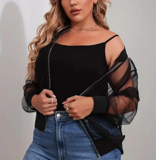 Solid Color Sexy Transparent Zipper Long Sleeved Mesh Women's Short Jacket Autumn Fashion Niche Mesh See Through Short Jacket
Solid Color Sexy Transparent Zipper Long Sleeved Mesh Women's Short Jacket Autumn Fashion Niche Mesh See Through Short Jacket