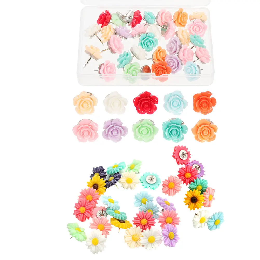 60Pcs Flower Pushpins Decorative Resin Thumbtacks for Bulletin Boards Cork Boards Photo Walls Office Home School Decoration
60Pcs Flower Pushpins Decorative Resin Thumbtacks for Bulletin Boards Cork Boards Photo Walls Office Home School Decoration