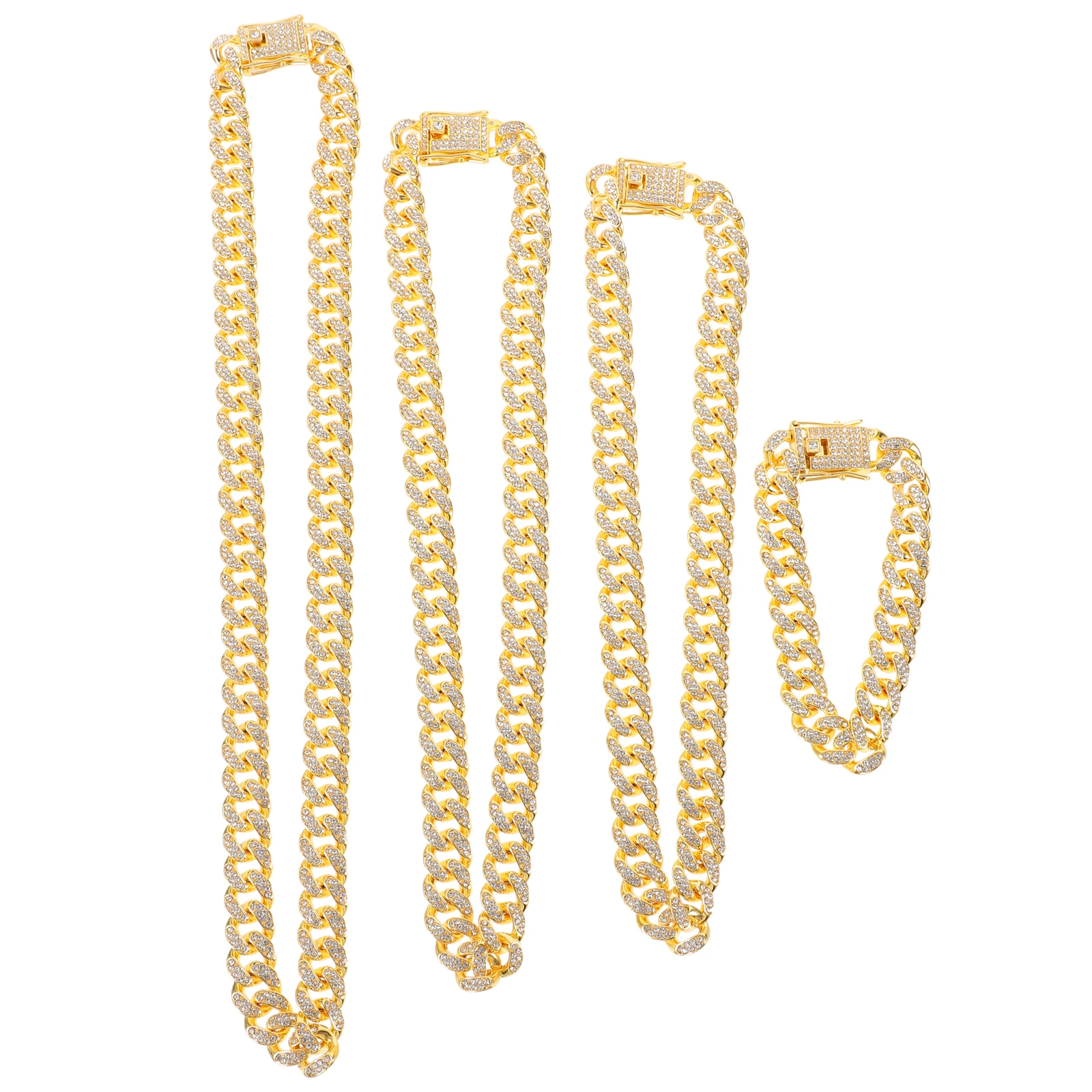 4pcs Diamond Studded Link Necklace Bracelet Set 20cm 45cm 50cm 60cm Shiny Chains for Men Women Hip Hop Jewelry
4pcs Diamond Studded Link Necklace Bracelet Set 20cm 45cm 50cm 60cm Shiny Chains for Men Women Hip Hop Jewelry