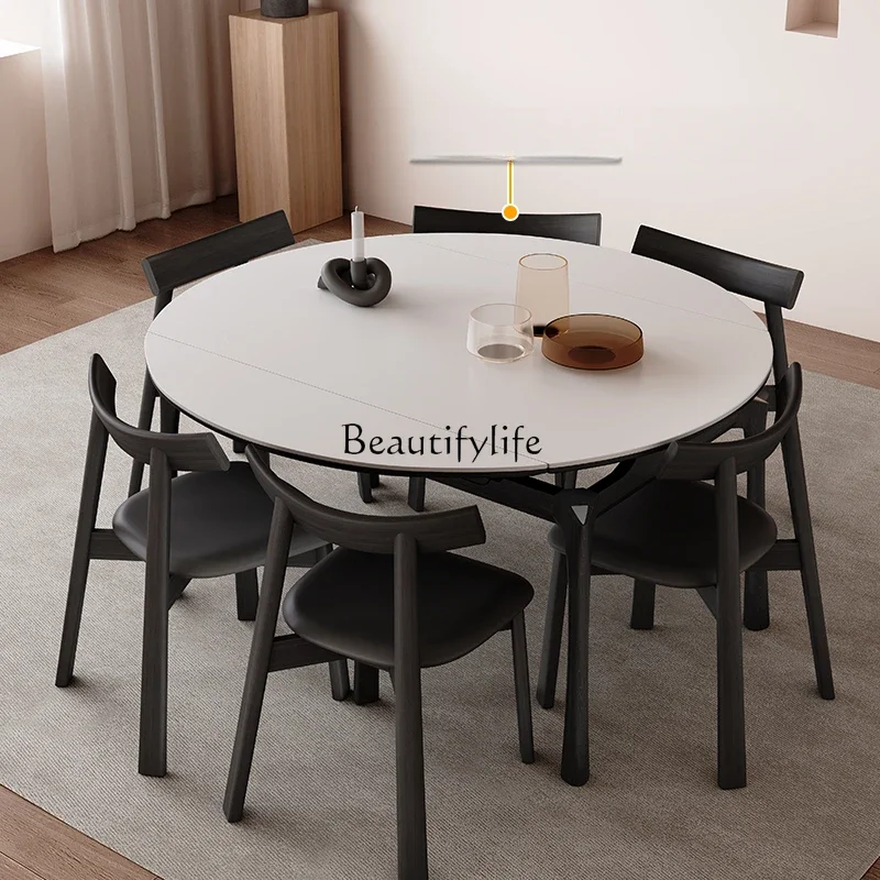French retro style pure white rock slab dining table retractable full support solid wood dining table round
French retro style pure white rock slab dining table retractable full support solid wood dining table round
