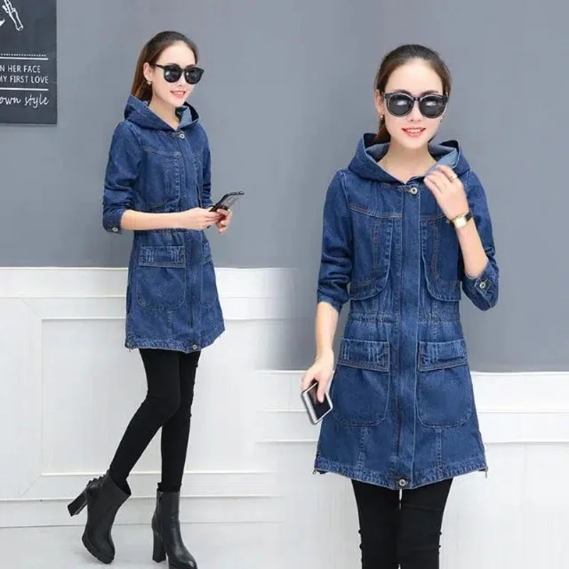 Denim Jacket Women 2025 Spring Autumn New Korean Loose All-match Jeans Jacket Female Large Size Hooded Long Casual Trench Coat
Denim Jacket Women 2025 Spring Autumn New Korean Loose All-match Jeans Jacket Female Large Size Hooded Long Casual Trench Coat