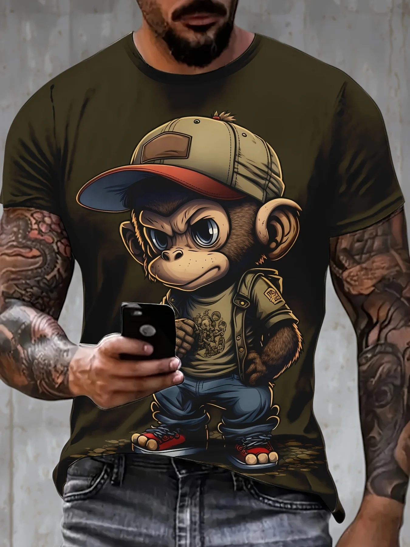 Креативная стильная футболка с 3D принтом обезьяны для мужчин, повседневный летний топ, удобный и модный топ с круглым вырезом и коротким рукавом
Креативная стильная футболка с 3D принтом обезьяны для мужчин, повседневный летний топ, удобный и модный топ с круглым вырезом и коротким рукавом