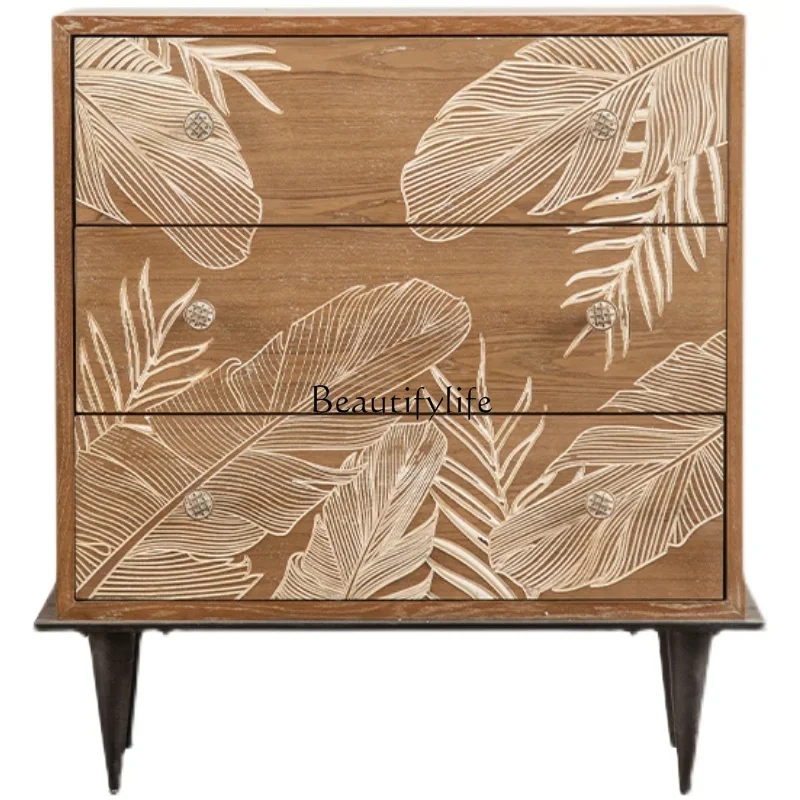 yj5American rural retro solid wood carving flower bedside table old storage storage cabinet
yj5American rural retro solid wood carving flower bedside table old storage storage cabinet
