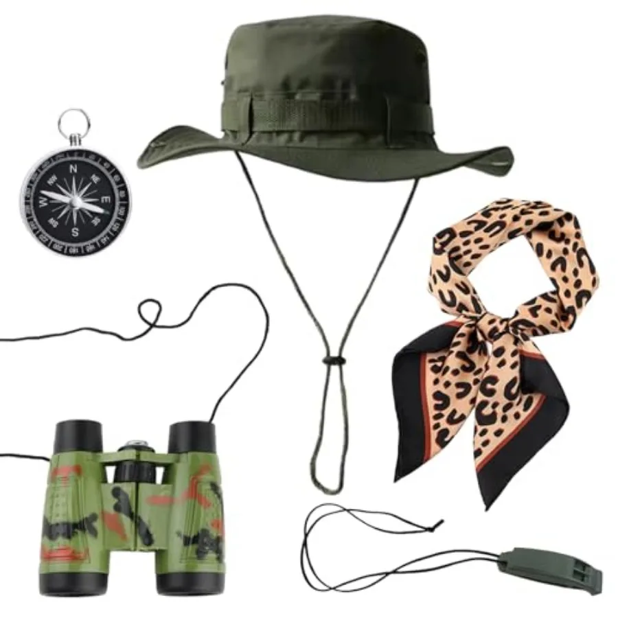 Xerteam Women Safari Costume Set, 5 Pcs Safari Cosplay Costume Adult with Bucket Hat Leopard Neck Scarf Binoculars Compass Whis
Xerteam Women Safari Costume Set, 5 Pcs Safari Cosplay Costume Adult with Bucket Hat Leopard Neck Scarf Binoculars Compass Whis