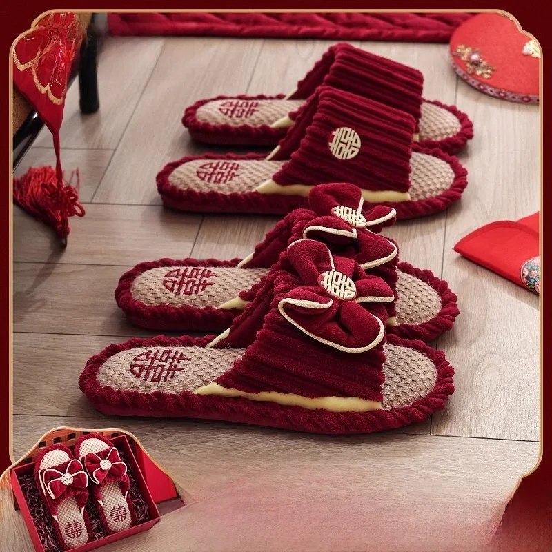 Wedding Slippers Red Celebration Indoor New Couple Groom And Bride Slippers High End Feeling Home Fabric Slippers Cotton Slip...
Wedding Slippers Red Celebration Indoor New Couple Groom And Bride Slippers High End Feeling Home Fabric Slippers Cotton Slip...