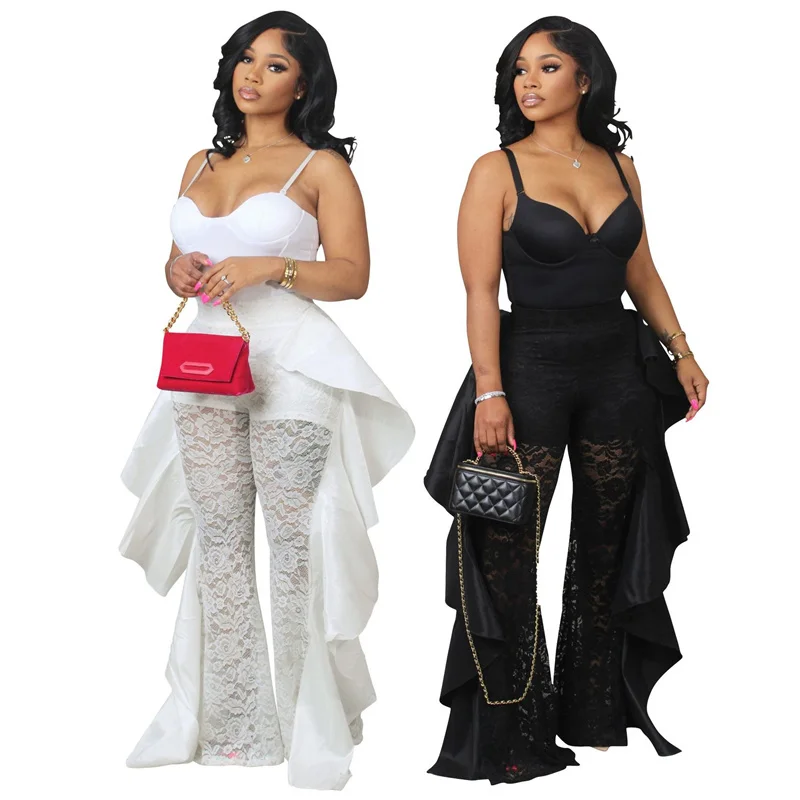 Summer New Ladies Solid Color Ruffled Elastic Waist Lace Pants American Holiday Fashion Sexy Pants
Summer New Ladies Solid Color Ruffled Elastic Waist Lace Pants American Holiday Fashion Sexy Pants