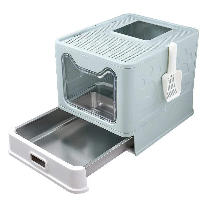 Foldable Stainless Steel Cat Litter Box Fully Enclosed Top-entry Cat Toilet with Splash-out Drawer-style Cat Litter Box
Foldable Stainless Steel Cat Litter Box Fully Enclosed Top-entry Cat Toilet with Splash-out Drawer-style Cat Litter Box