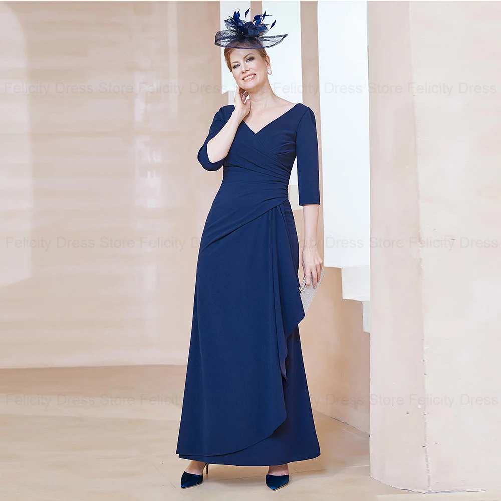 Customized Mother of the Bride Dress 2025 Dark Navy Sheath V-Neck Formal Wedding Guest Dresses Pleated Party Prom Evening Gowns
Customized Mother of the Bride Dress 2025 Dark Navy Sheath V-Neck Formal Wedding Guest Dresses Pleated Party Prom Evening Gowns