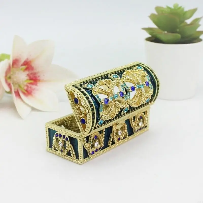Stylish Jewelry Box Enamel Flower And Rhinestones Designs