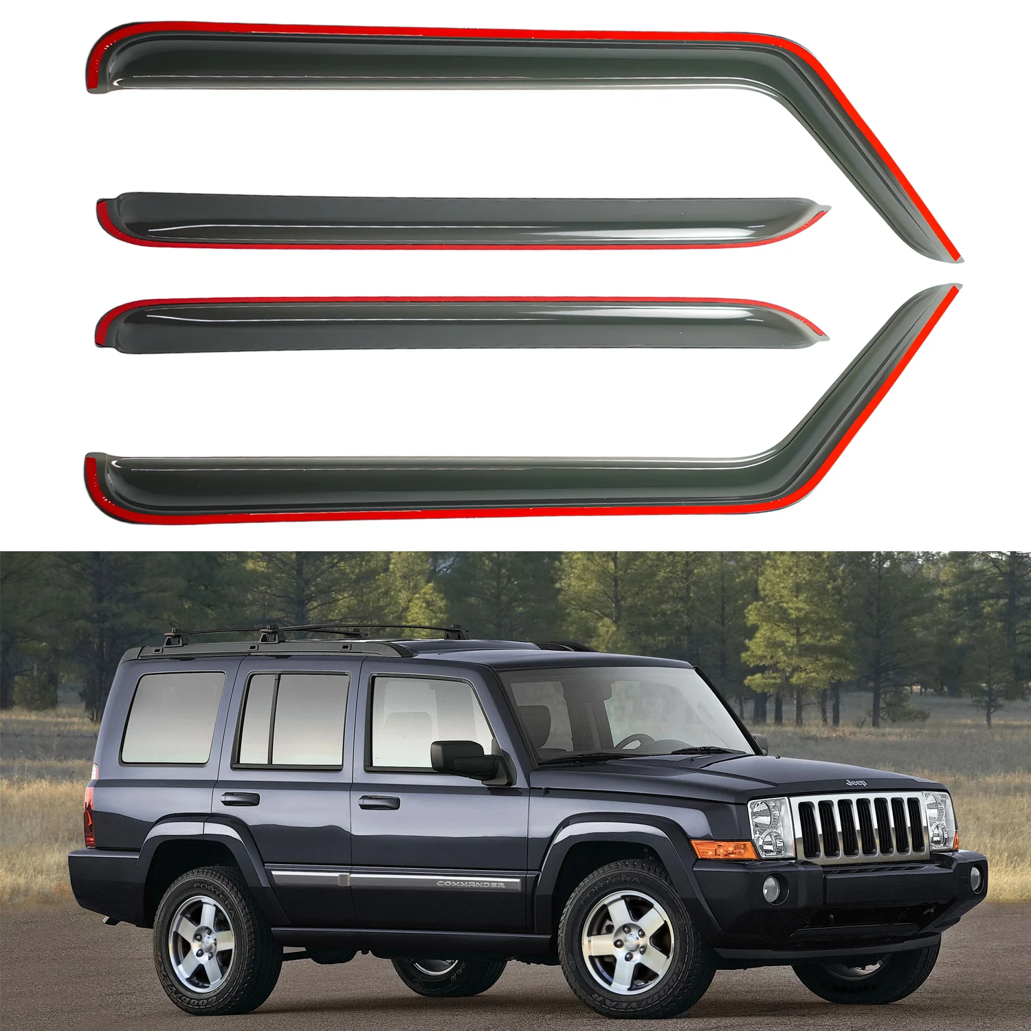 For Jeep Commander 4-Door 2006-2010 & Jeep Commander 4-Door Practical Version 2006-2010 Tinted Wind Deflectors 4pcs Set Window Visor Sun Rain Vent Guards No Drip Rails 1.5MM Thickness
For Jeep Commander 4-Door 2006-2010 & Jeep Commander 4-Door Practical Version 2006-2010 Tinted Wind Deflectors 4pcs Set Window Visor Sun Rain Vent Guards No Drip Rails 1.5MM Thickness
