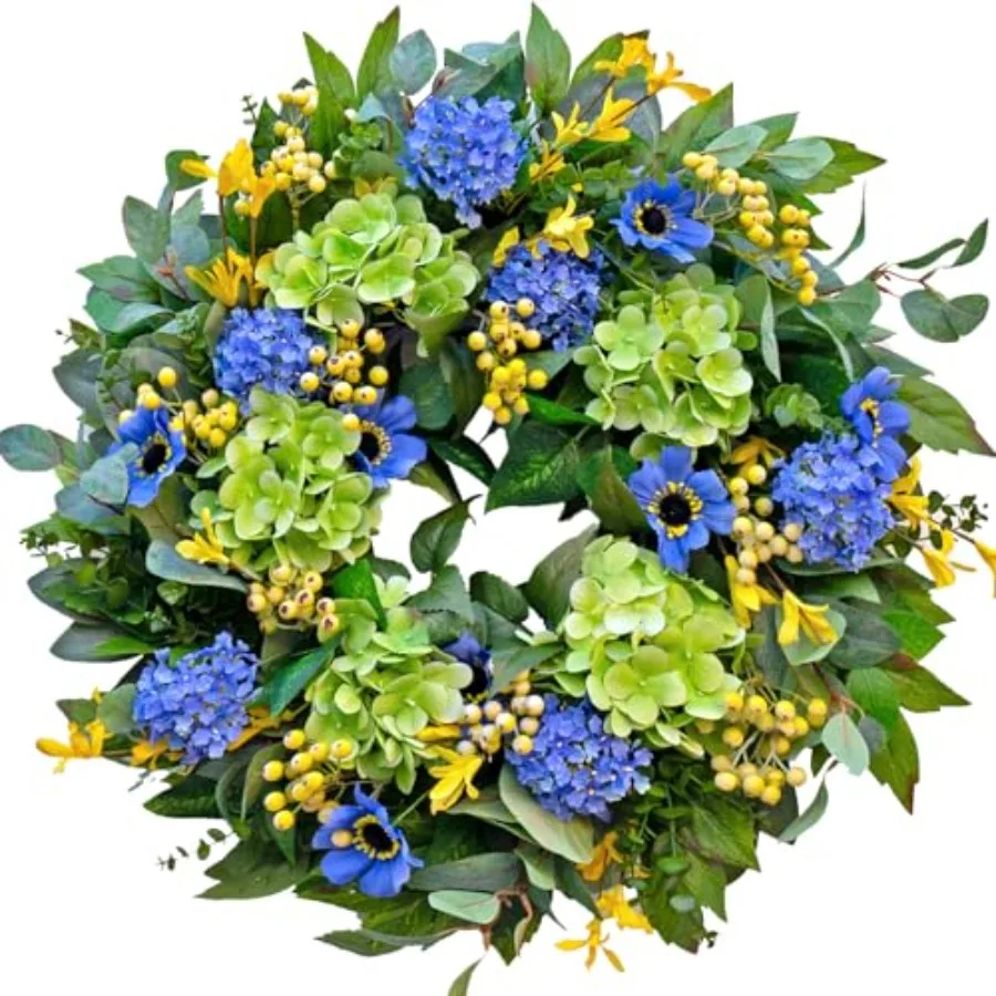 Spring Wreaths for Front Door 24 Inch Summer Wreath with Lifelike Blue Hydrangea Gerbera and Daisy Wreath Decor for Indoor or O
Spring Wreaths for Front Door 24 Inch Summer Wreath with Lifelike Blue Hydrangea Gerbera and Daisy Wreath Decor for Indoor or O