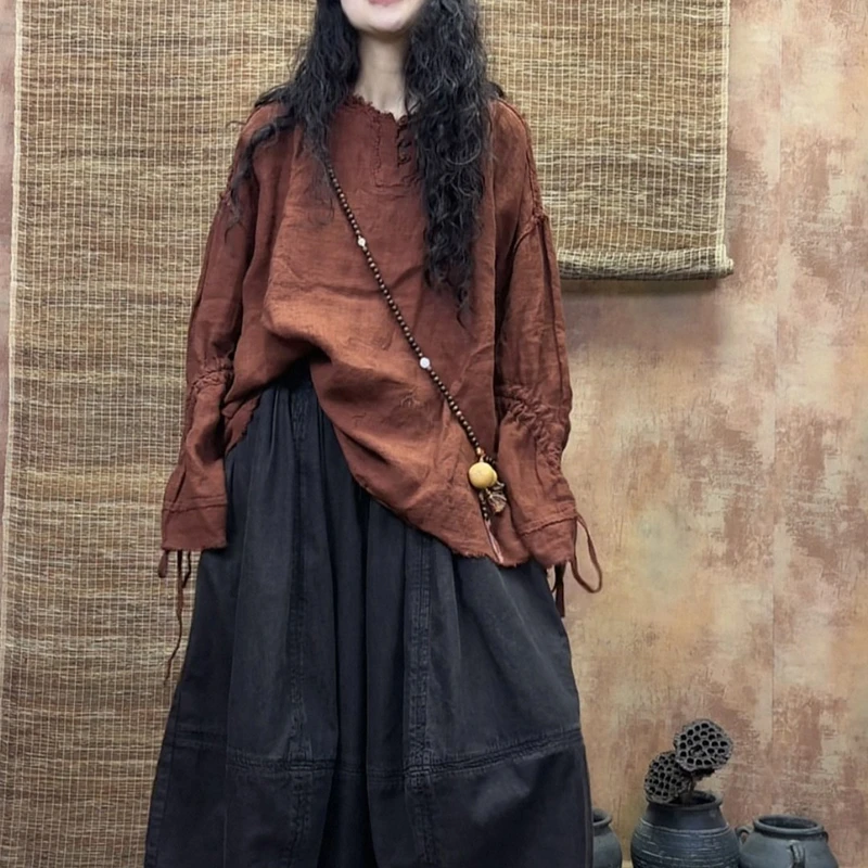 Весна-Осень 2026: Новинка! Свободная повседневная женская блузка с круглым вырезом и длинным рукавом, универсальная, из высококачественного хлопка и льна, модель S169
Весна-Осень 2026: Новинка! Свободная повседневная женская блузка с круглым вырезом и длинным рукавом, универсальная, из высококачественного хлопка и льна, модель S169