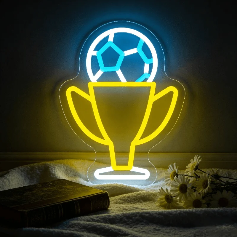 Soccer Trophy Neon Sign LED Night Light USB Sports Championship Award Decor Lamp for Bedroom Game Room Man Cave Bar Gifts
Soccer Trophy Neon Sign LED Night Light USB Sports Championship Award Decor Lamp for Bedroom Game Room Man Cave Bar Gifts