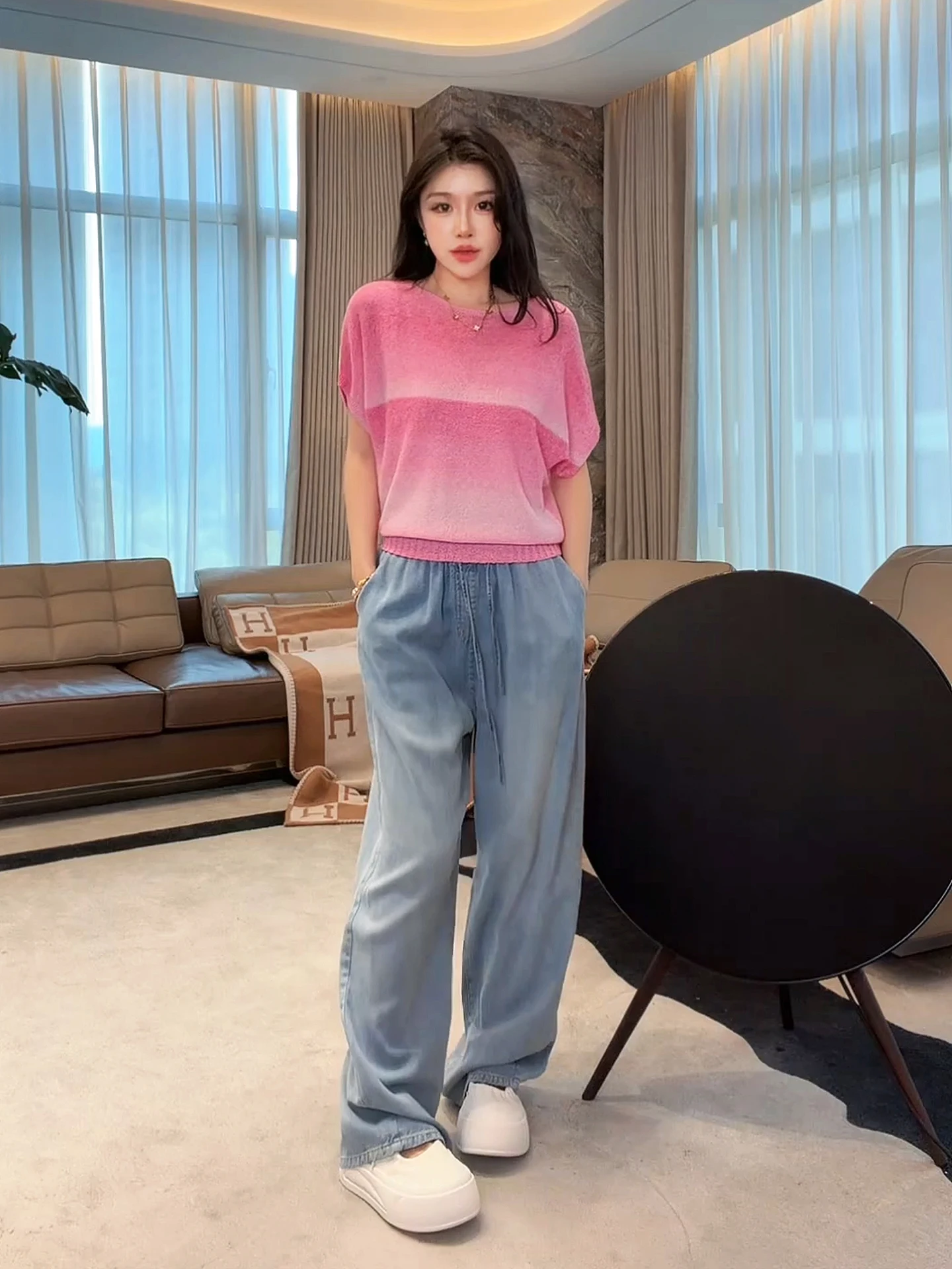 Loose Women's Fashionable Casual Knitted Sweater Breathable Comfortable Style Rose Evening Glow Spring Ladies' Clothes
Loose Women's Fashionable Casual Knitted Sweater Breathable Comfortable Style Rose Evening Glow Spring Ladies' Clothes